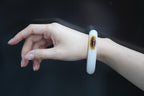ATELIER 001 · Suet White — nephrite jade round bangle, on the model