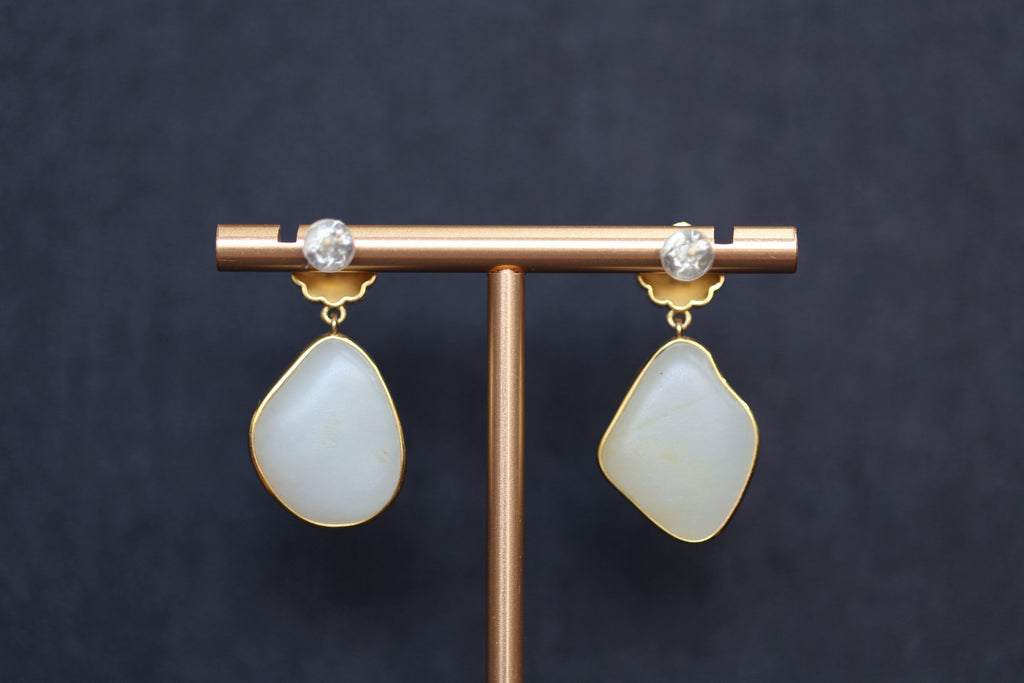 ATELIER 008 · Suet White — nephrite jade earrings, back view