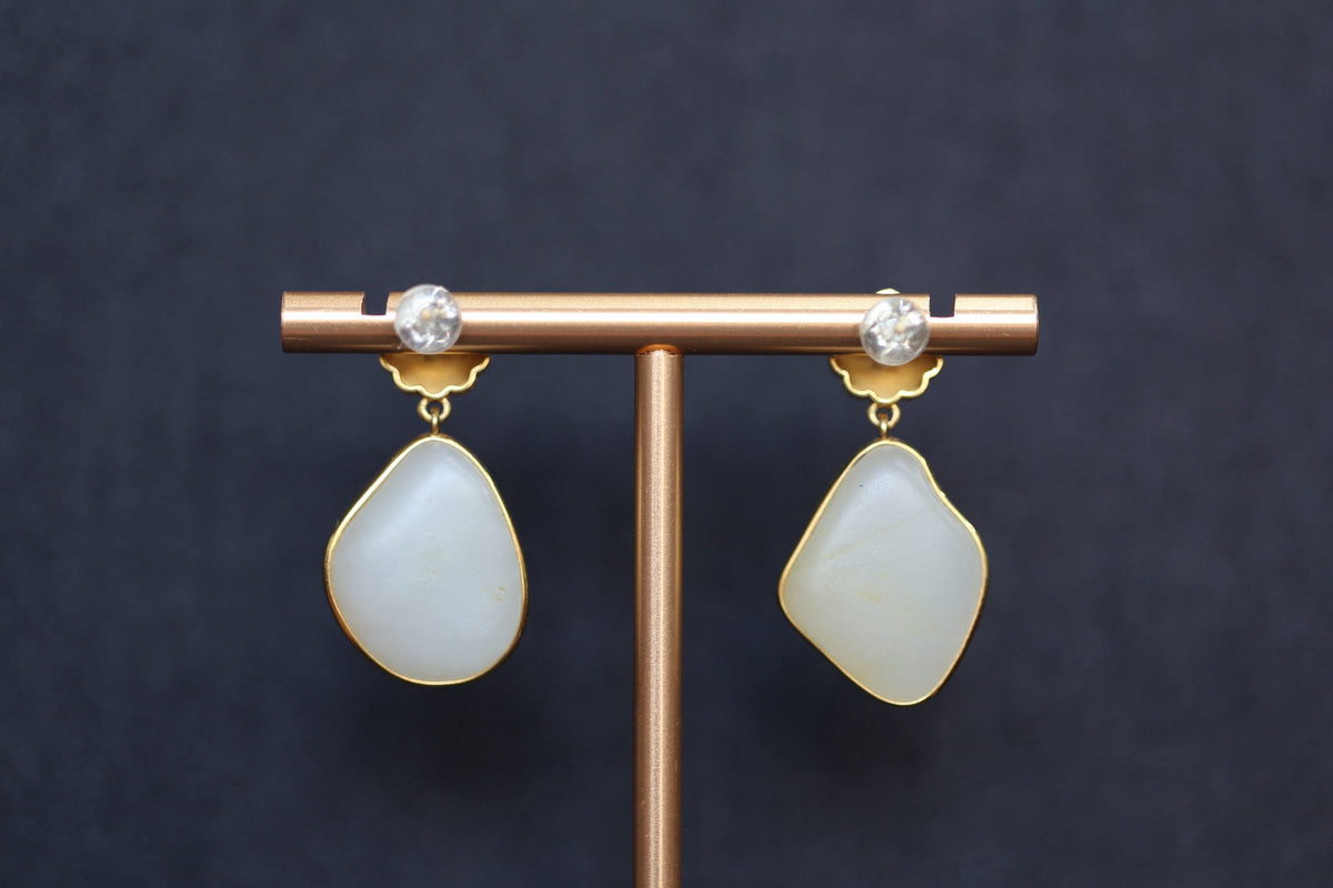 ATELIER 008 · Suet White — nephrite jade earrings, back view