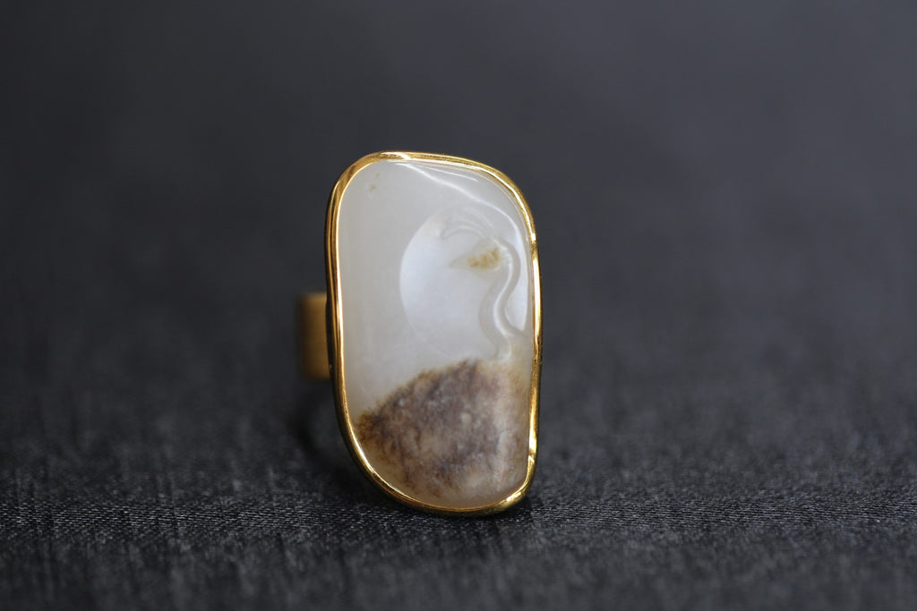ATELIER 009 · Multi-Colour — nephrite jade ring, front