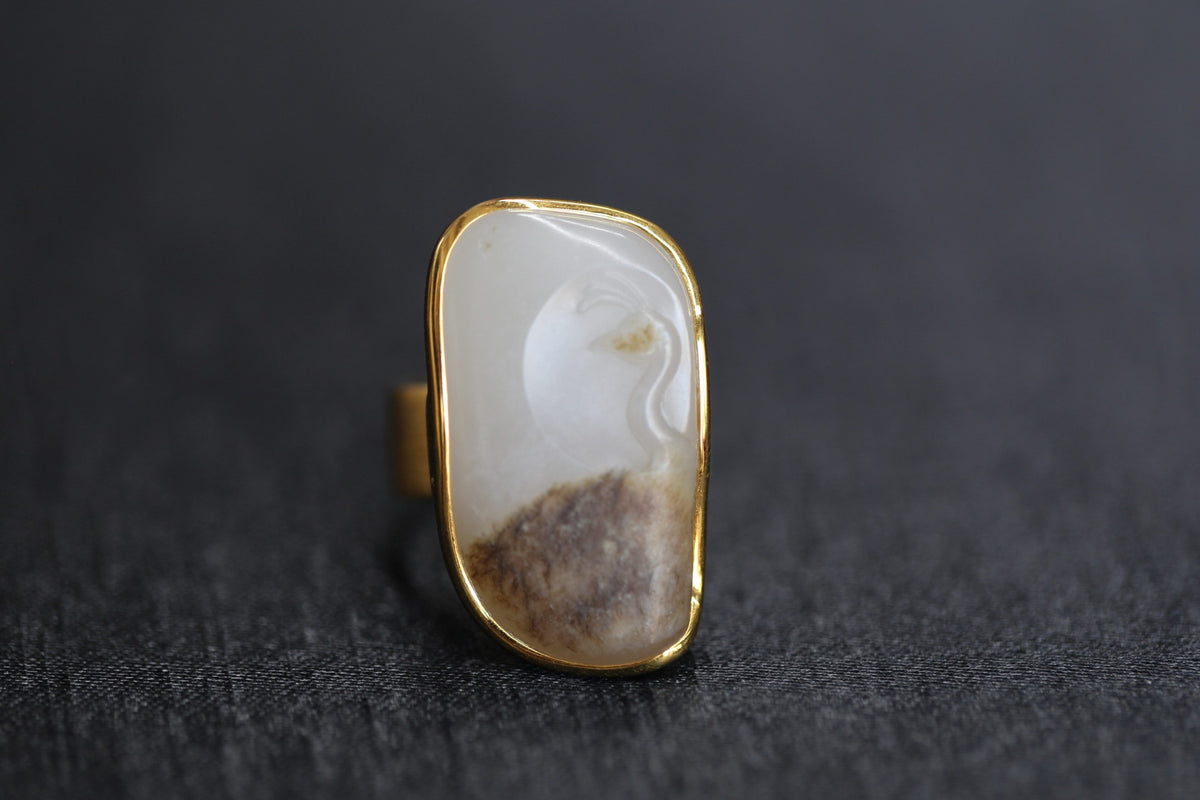 ATELIER 009 · Multi-Colour — nephrite jade ring, front