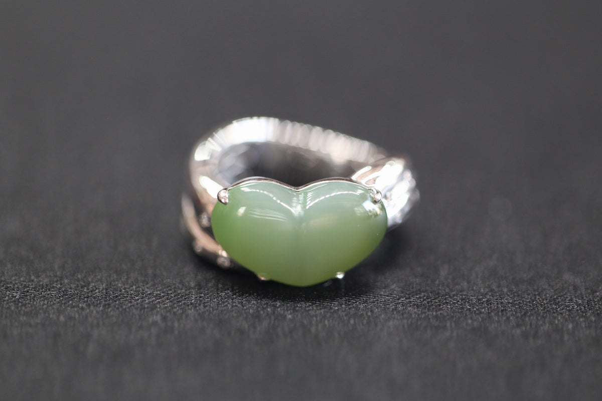 ATELIER 010 · Cat's Eye — nephrite jade bangle & ring set, ring, front