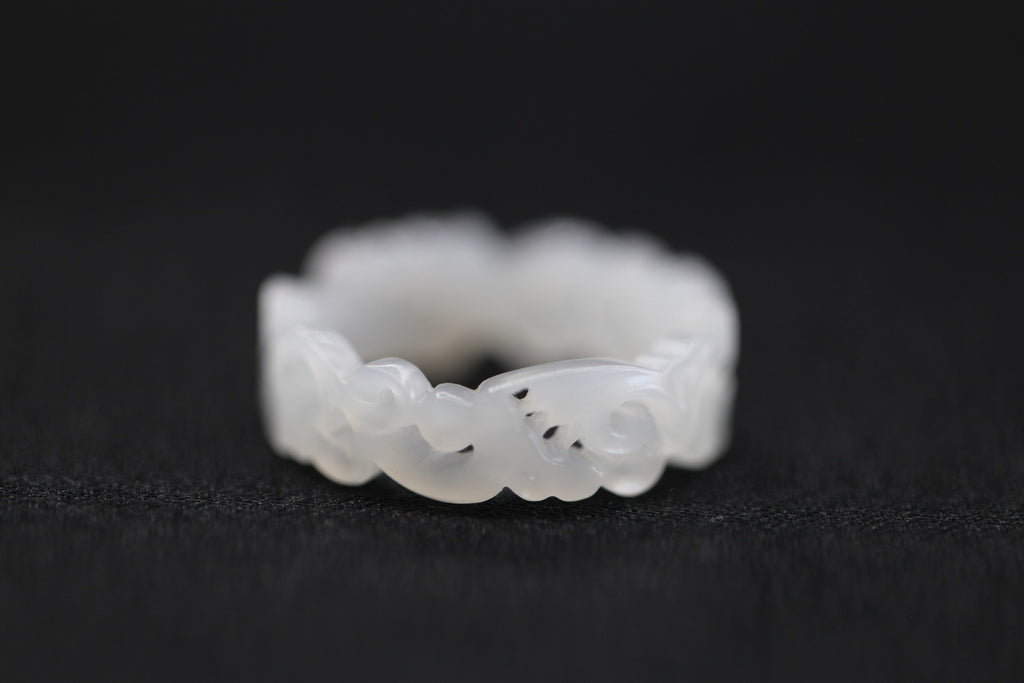 ATELIER 015 · Suet White — nephrite jade ring, front