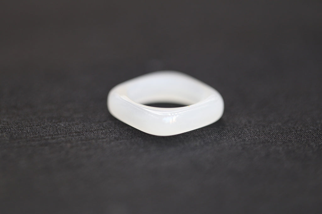 ATELIER 016 · Suet White — nephrite jade ring, front
