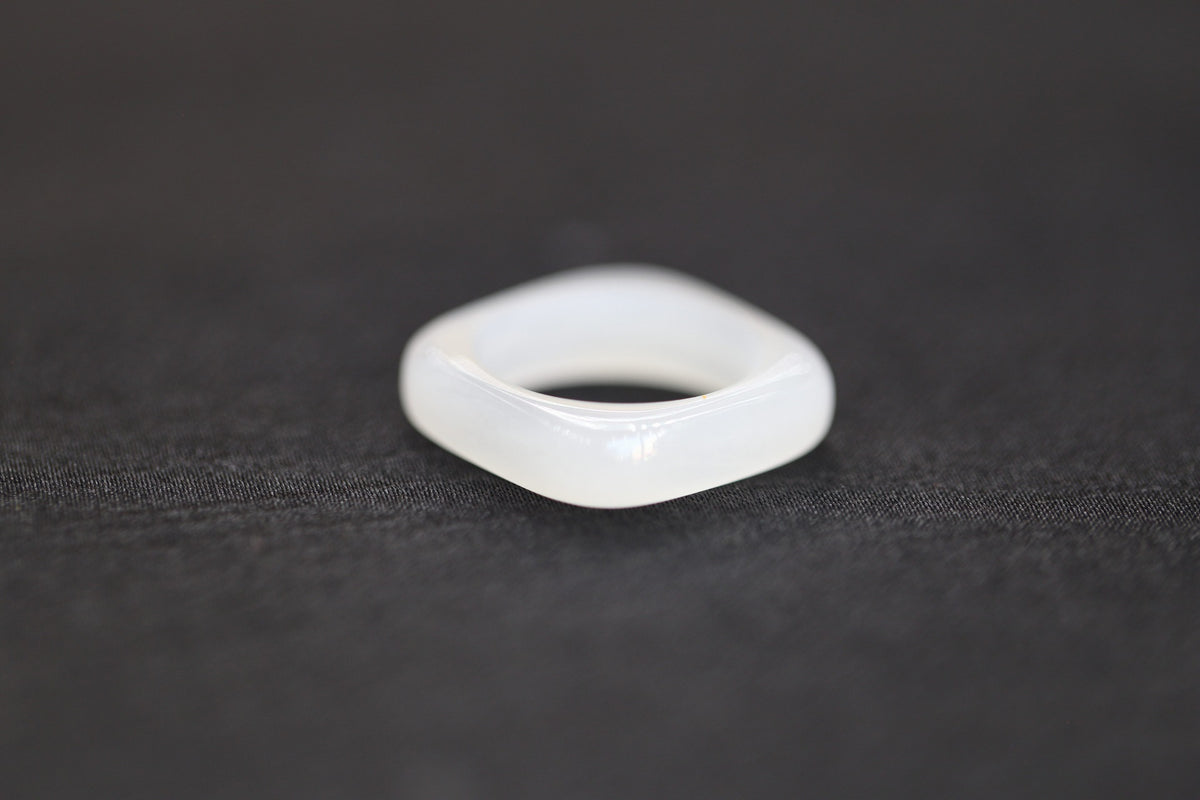 ATELIER 016 · Suet White — nephrite jade ring, front