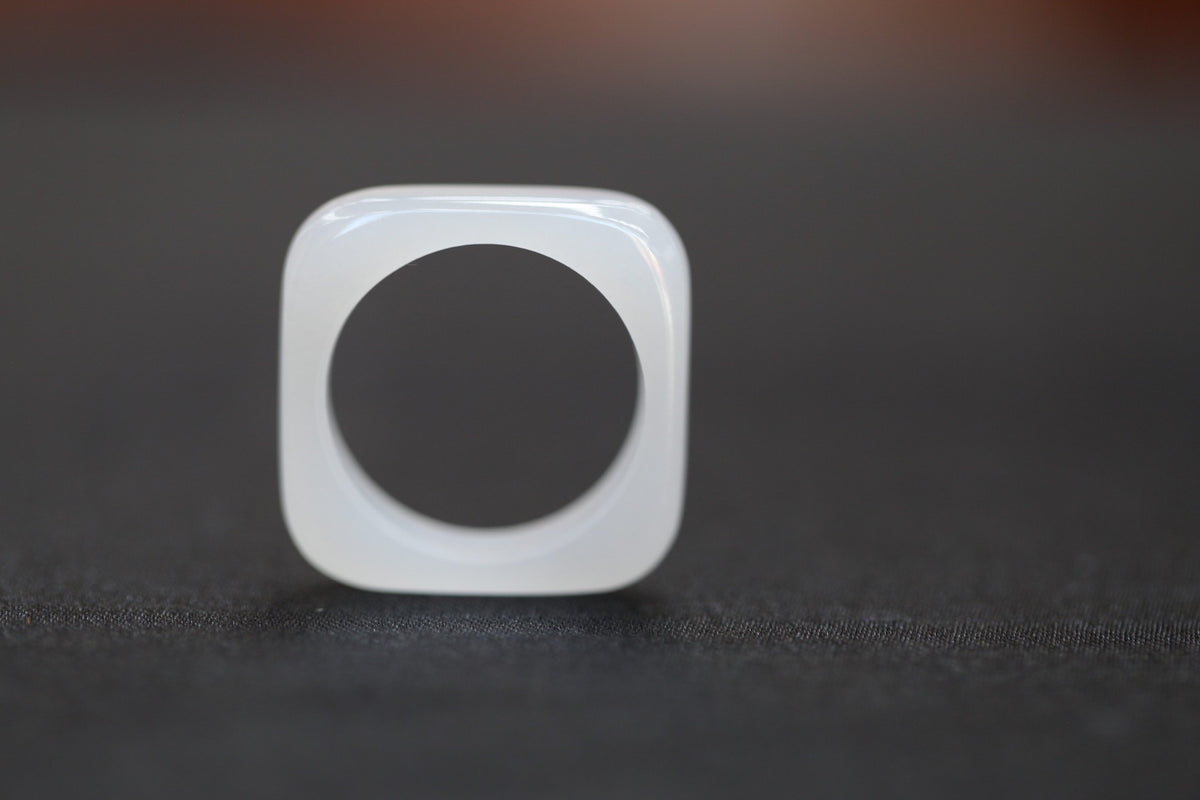 ATELIER 016 · Suet White — nephrite jade ring, alternate view