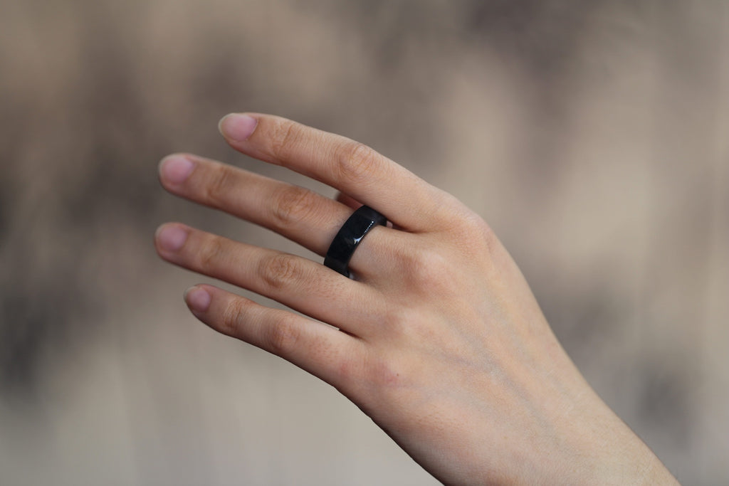 ATELIER 019 · Ink Wash — nephrite jade ring, on the hand