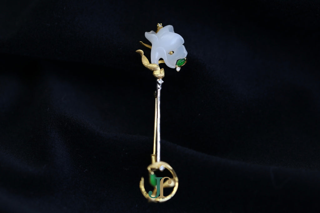 ATELIER 023 · Suet White — nephrite jade brooch, front