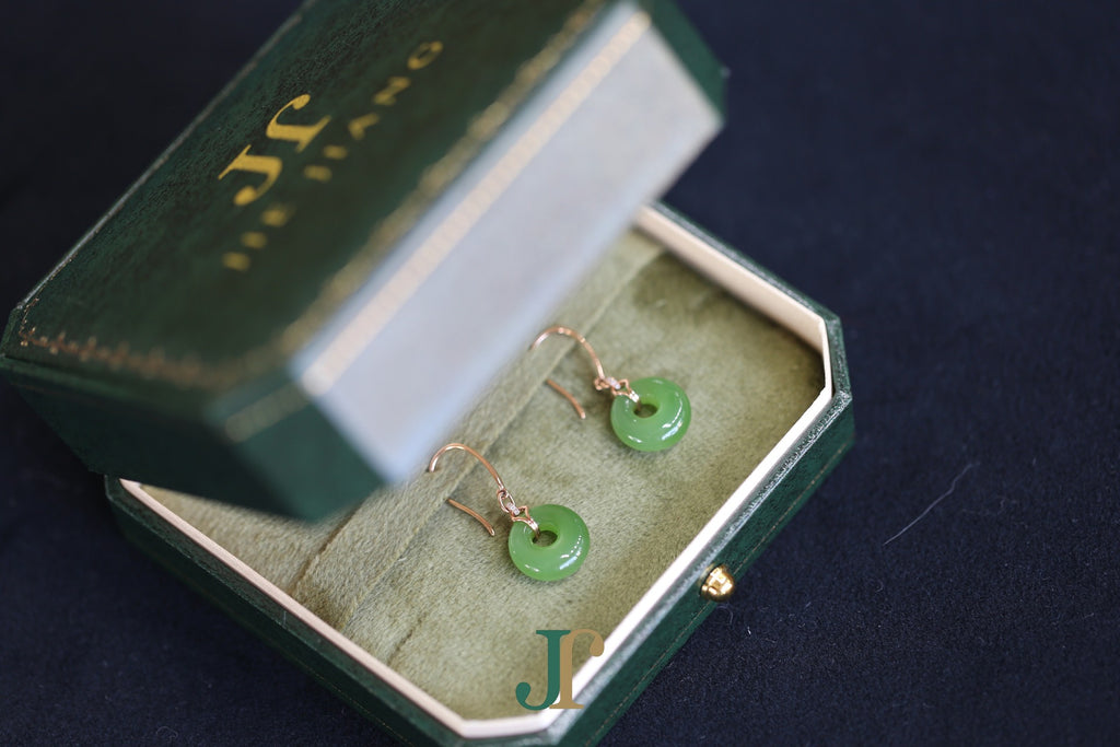 ATELIER 024 · Willow Green — nephrite jade earrings, in the gift box
