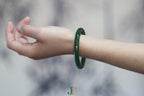 ATELIER 027 · Spinach Green — nephrite jade round bangle, worn