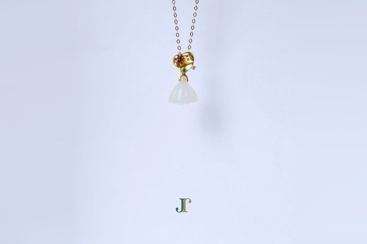 ATELIER 033 · Suet White — nephrite jade pendant, hanging view