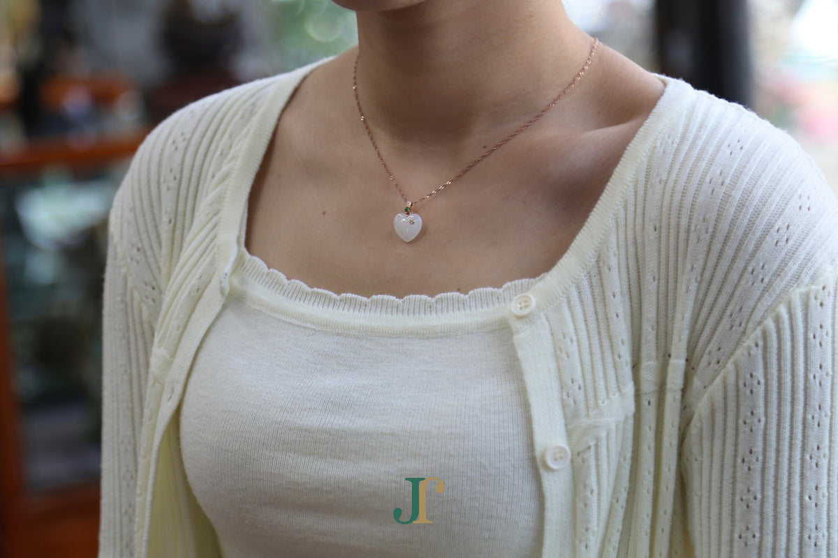 ATELIER 034 · Suet White — nephrite jade pendant, on the model