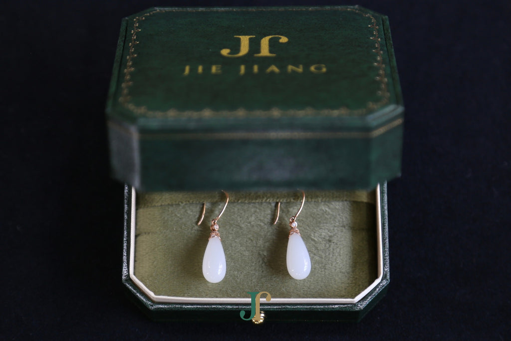 ATELIER 035 · Suet White — nephrite jade earrings, in the box