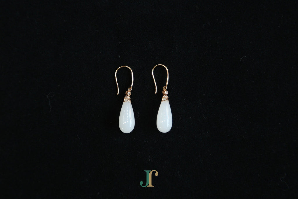 ATELIER 035 · Suet White — nephrite jade earrings, flat lay
