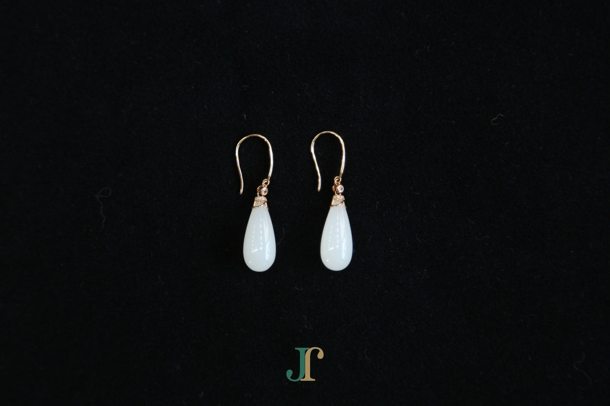 ATELIER 035 · Suet White — nephrite jade earrings, flat lay