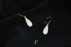 ATELIER 035 · Suet White — nephrite jade earrings, close view