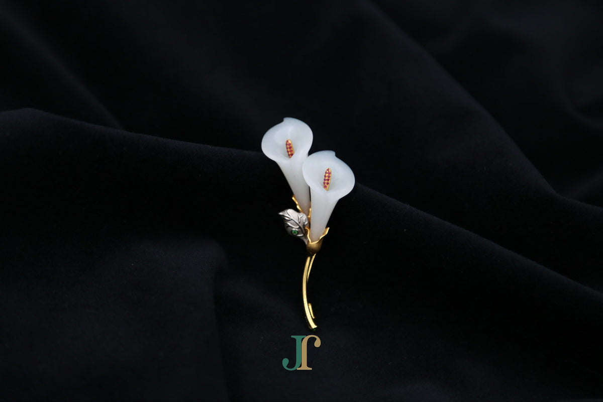 ATELIER 036 · Suet White — nephrite jade brooch, front
