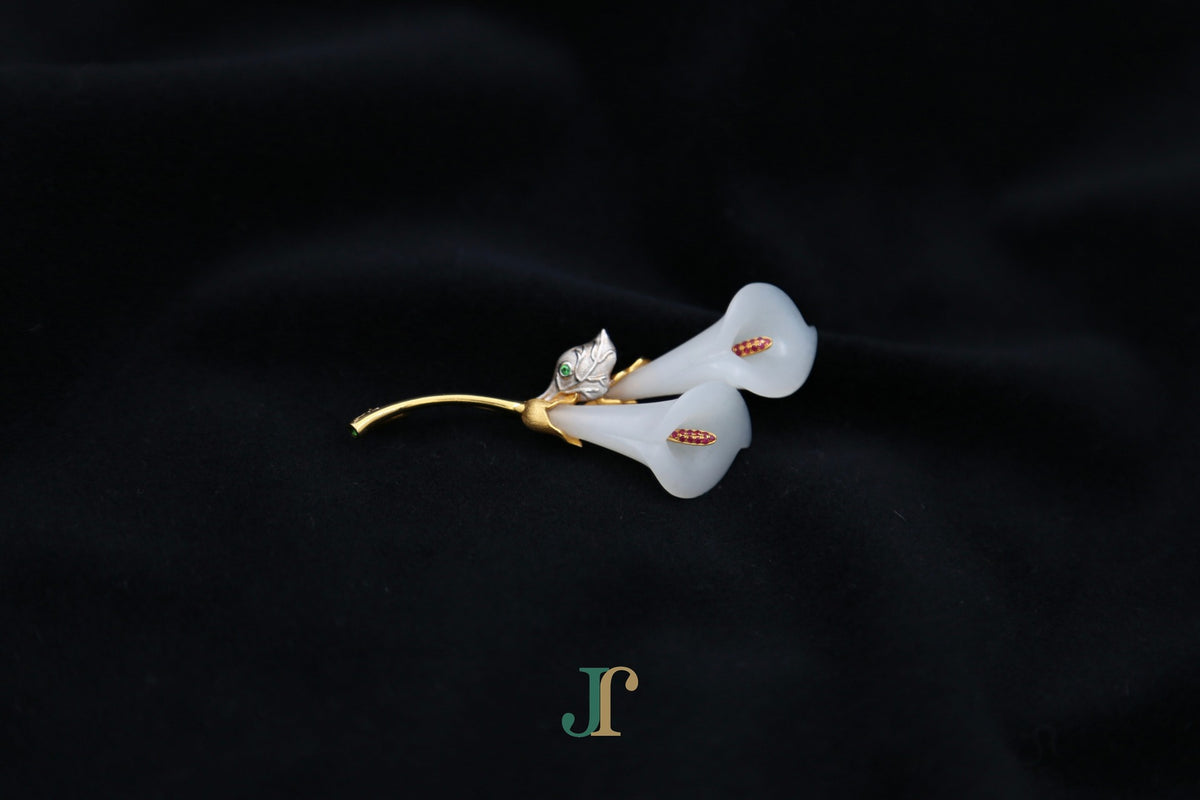 ATELIER 036 · Suet White — nephrite jade brooch, lying flat
