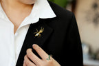 ATELIER 037 · Suet White — nephrite jade brooch, on a lapel, second view