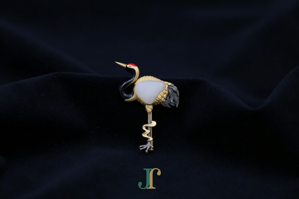 ATELIER 038 · Suet White — nephrite jade brooch, front