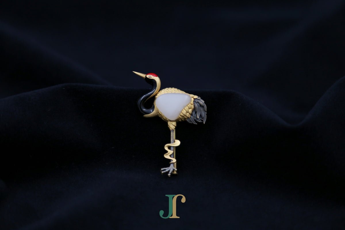 ATELIER 038 · Suet White — nephrite jade brooch, front