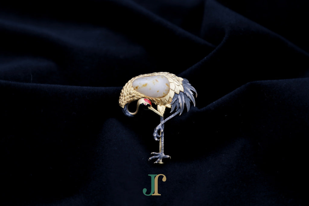 ATELIER 039 · Suet White — nephrite jade brooch, front