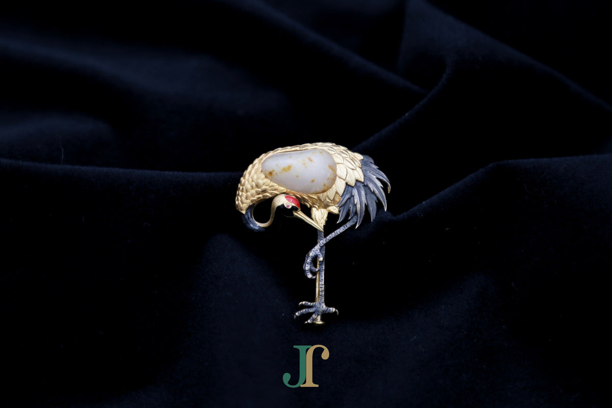 ATELIER 039 · Suet White — nephrite jade brooch, front