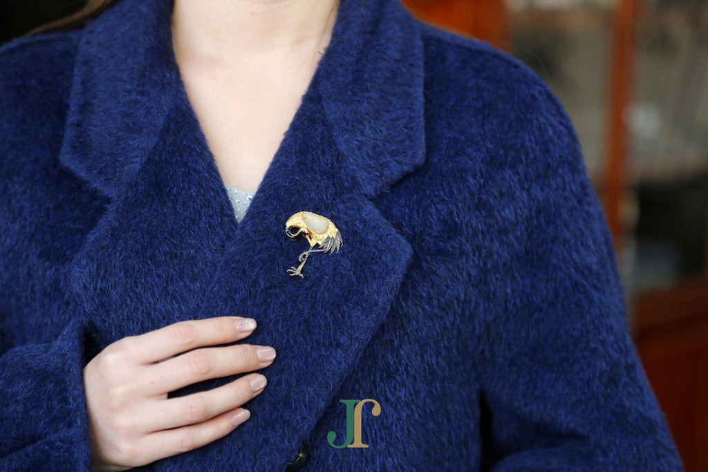 ATELIER 039 · Suet White — nephrite jade brooch, on a lapel
