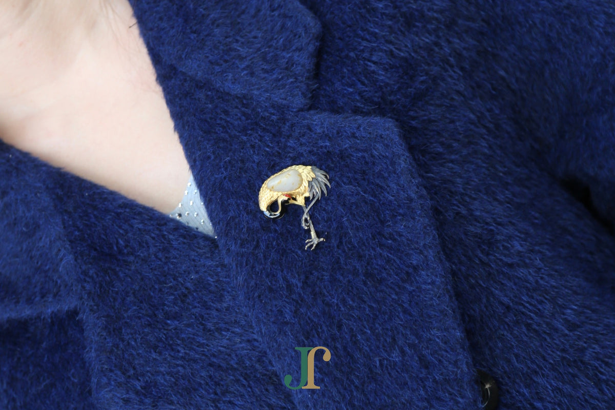 ATELIER 039 · Suet White — nephrite jade brooch, on a lapel, second view