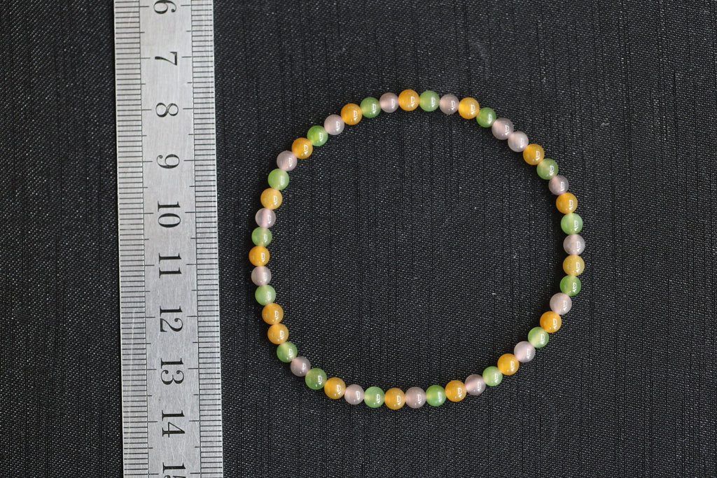 GAIA Earthy 4 · Multi-Colour — nephrite jade bead bracelet, size reference