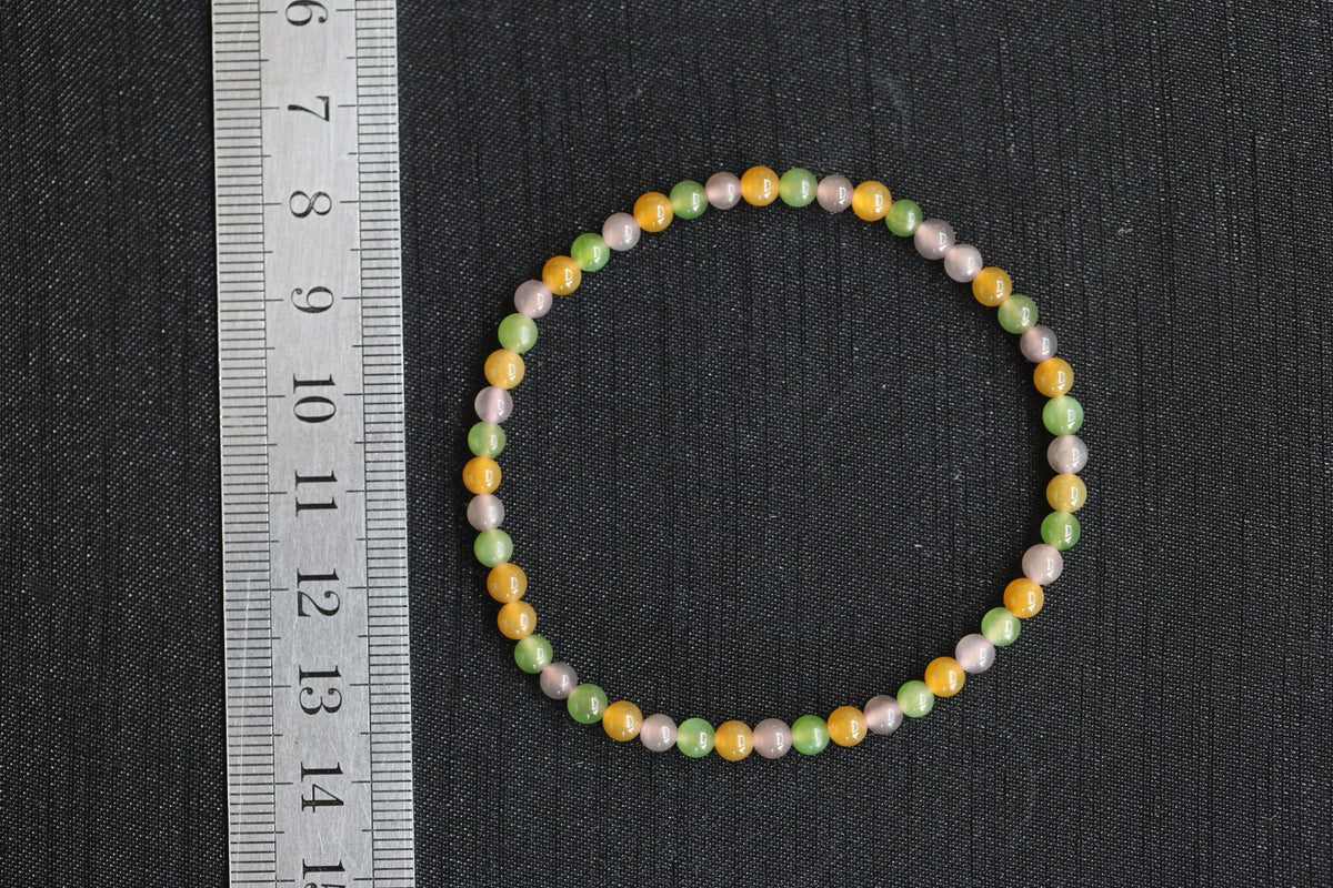 GAIA Earthy 4 · Multi-Colour — nephrite jade bead bracelet, size reference
