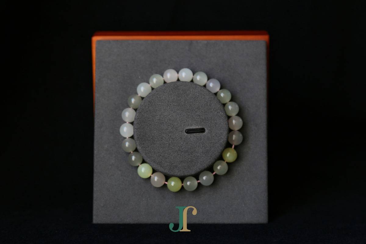 GAIA Earthy 6 · Multi-Colour — nephrite jade bead bracelet, front