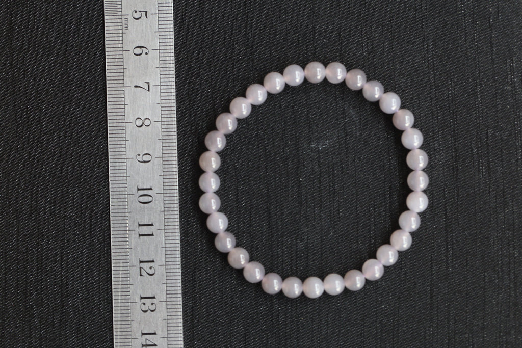 GAIA Earthy 6 · Smoky Lilac — nephrite jade bead bracelet, size reference