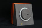 GAIA Earthy 6 Spiritual · Suet White · Turquoise — nephrite jade bead bracelet, on a display stand, side view