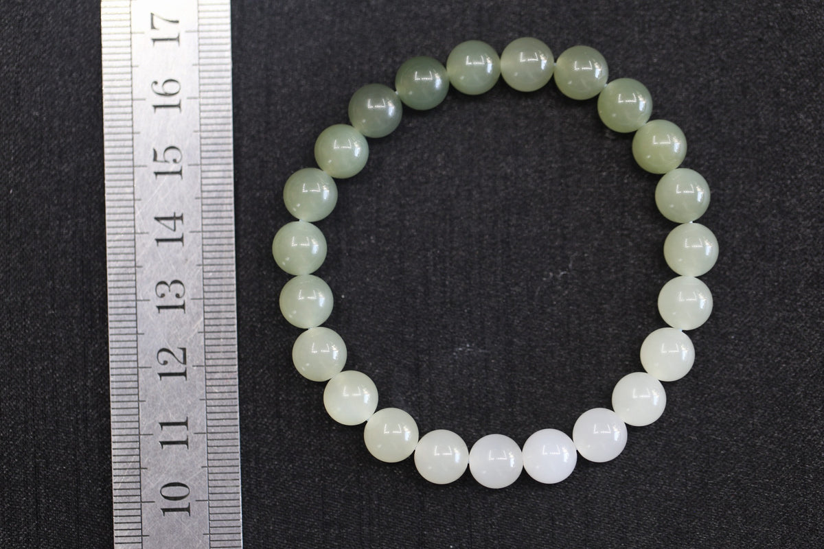 GAIA Earthy 8 · Multi-Colour 3 — nephrite jade bead bracelet, size reference