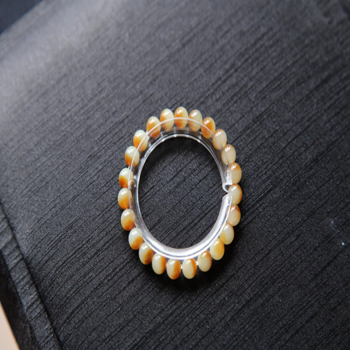 GAIA Earthy Honey Amber — natural nephrite jade bead bracelet, front