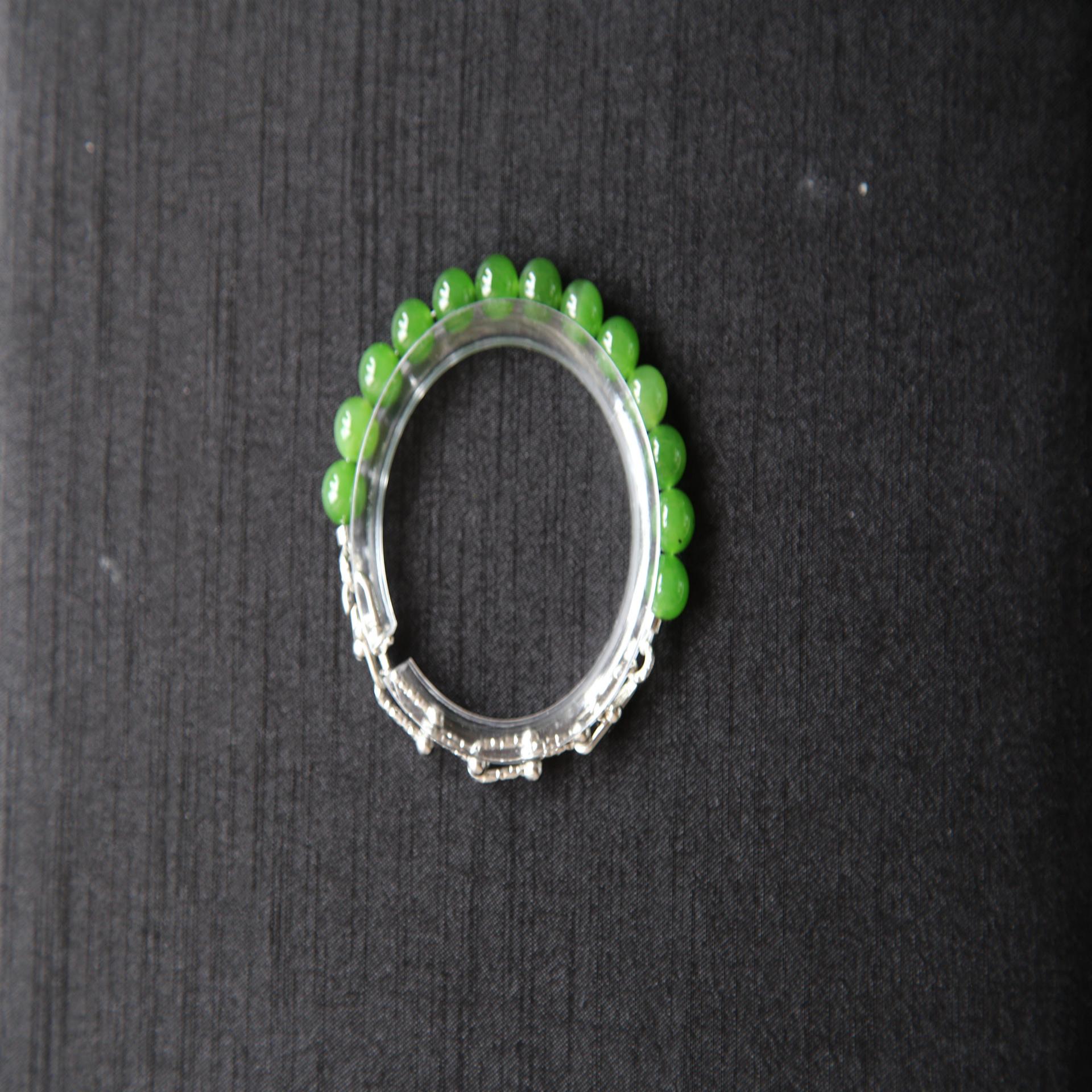 GAIA Earthy Half — natural nephrite jade bead bracelet, front