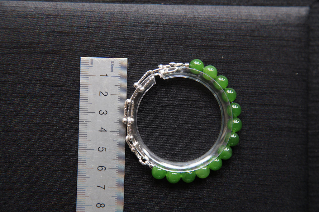 GAIA Earthy Half — natural nephrite jade bead bracelet, size reference