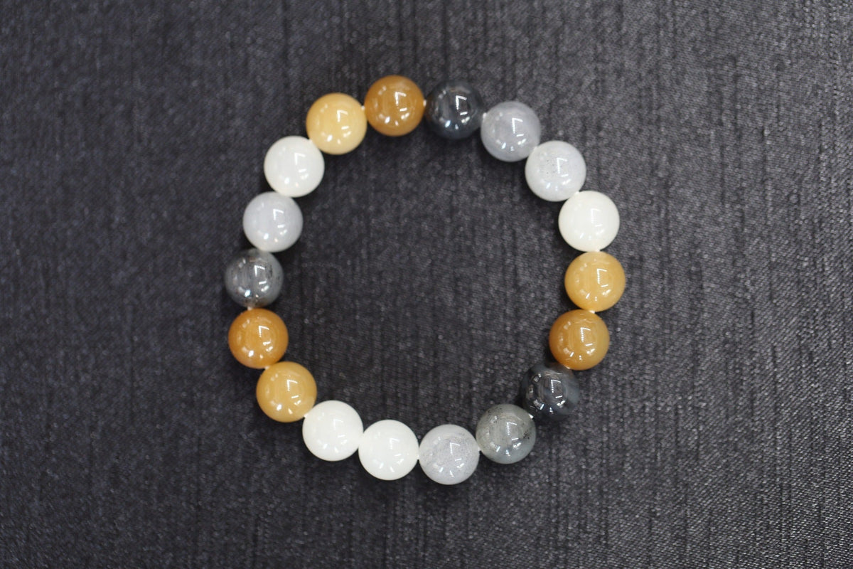 GAIA Earthy 10 · Multi-Colour — nephrite jade bead bracelet, front