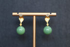 GAIA Leaf 12 · Willow Green — nephrite jade earrings, close view