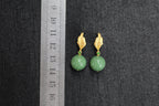 GAIA Leaf 12 · Willow Green — nephrite jade earrings, size reference