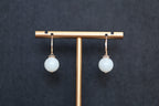 GAIA Luna 10 · Suet White — nephrite jade earrings, close view
