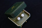GAIA Luna 14 · Suet White — nephrite jade earrings, in the gift box