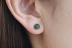 GAIA Luna 6 · Spinach Green — nephrite jade earrings, on the model