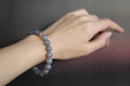 GAIA Earthy 10 · Smoky Lilac — nephrite jade bead bracelet, on the model