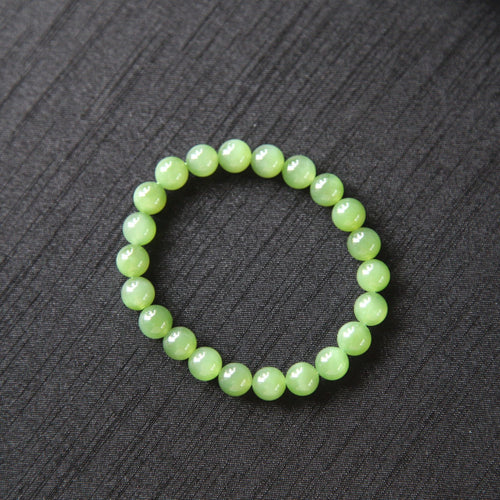 GAIA Earthy — natural nephrite jade bead bracelet, front