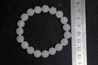 GAIA Earthy 10 · Suet White — nephrite jade bead bracelet, size reference