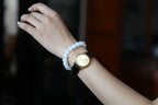 GAIA Earthy 10 · Suet White — nephrite jade bead bracelet, on the model