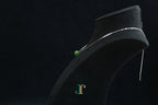GAIA Pure 10 · Spinach Green — nephrite jade bead necklace, on a display bust, side view
