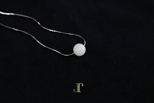 GAIA Pure 10 · Suet White — nephrite jade bead necklace, detail